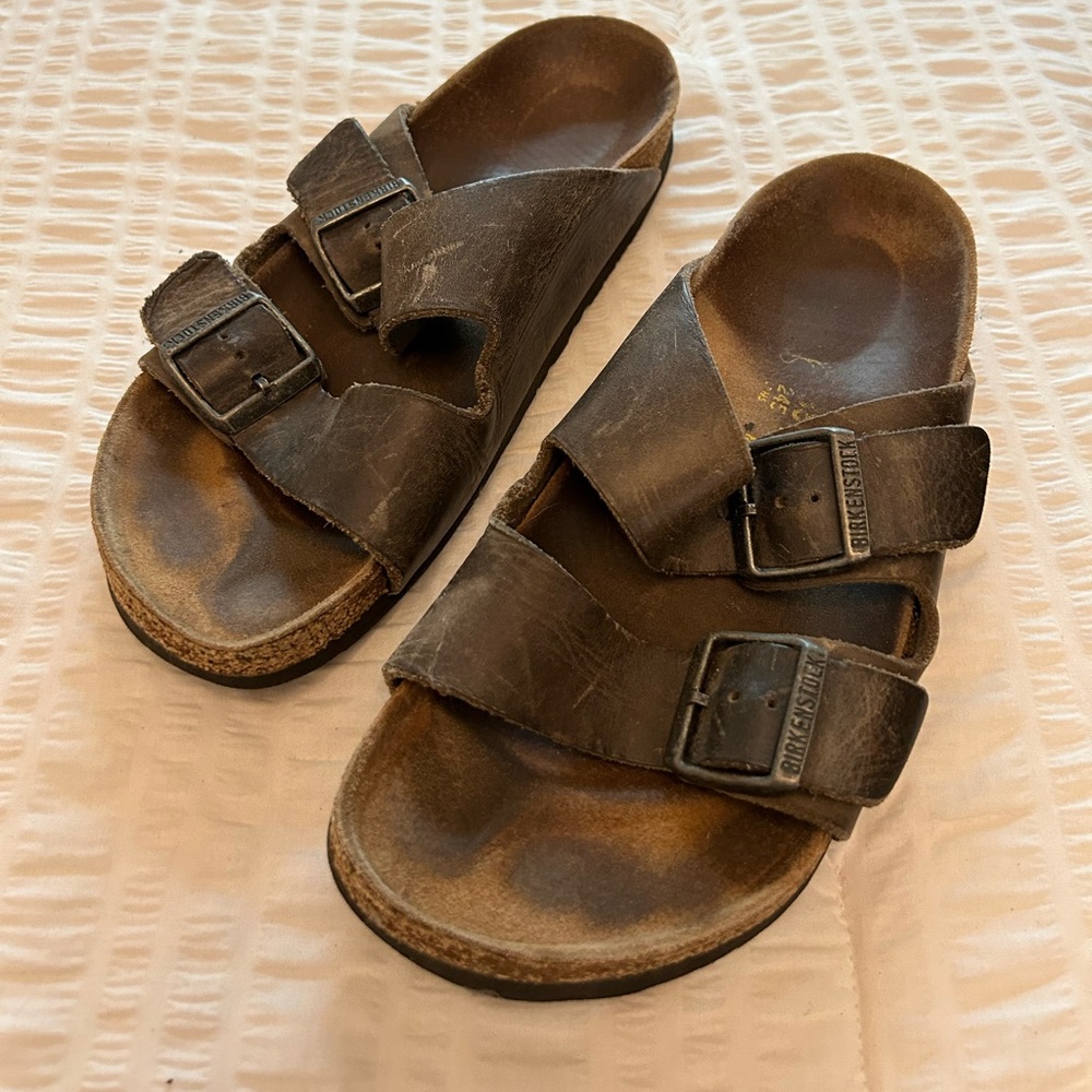 Birkenstocks leather washed black size 38